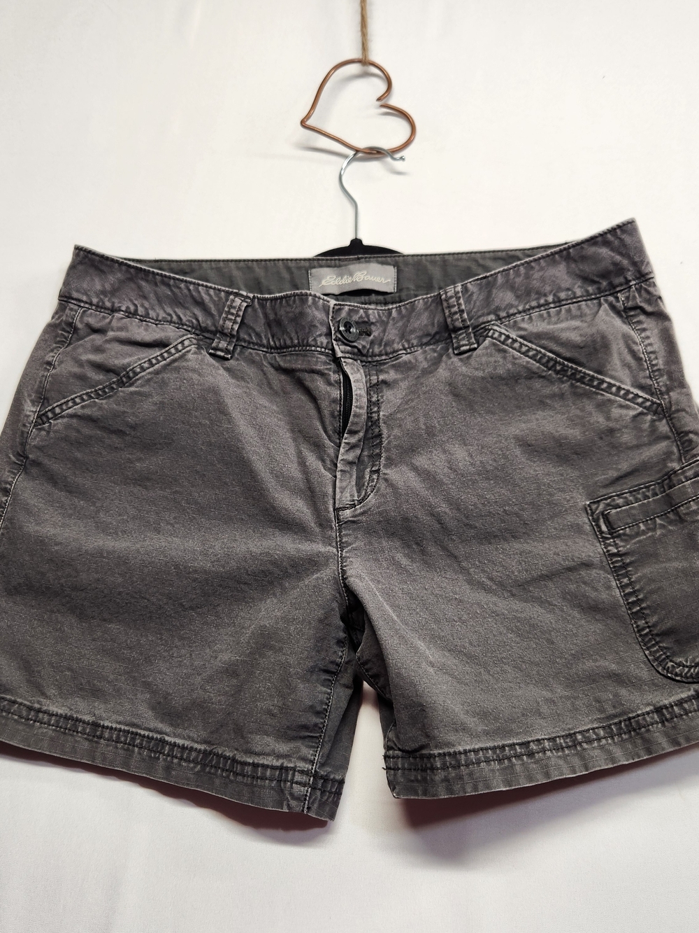 ⭐️Eddie Bauer Gray Cargo Utility Shorts 12 Stretch Cotton Hiking  Outdoor